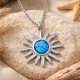 ​Gümüş Mavi Opal Taşlı Güneş Kadın Kolye