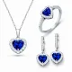 Gümüş Mavi Taşlı Kalpli Kadın Set Gümüş Mavi Taşlı Kalpli Kadın Set