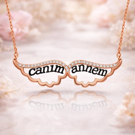 Gümüş Melek Canım Annem Bayan Kolye