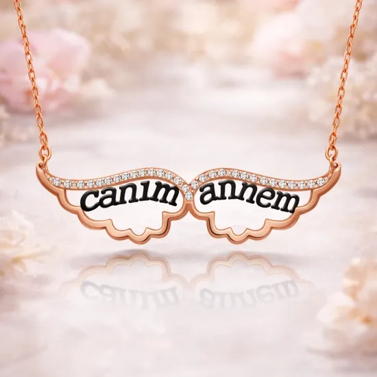 Gümüş Melek Canım Annem Bayan Kolye