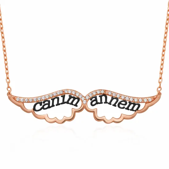 Gümüş Melek Canım Annem Bayan Kolye