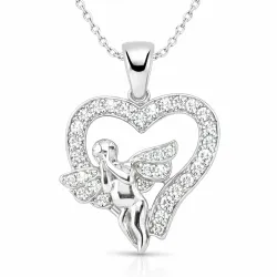 Gümüş Melek Kalp Bayan Kolye