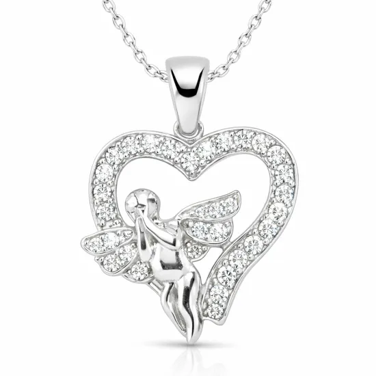 Gümüş Melek Kalp Bayan Kolye