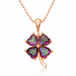 Gümüş Mistik Topaz Yonca Kolye