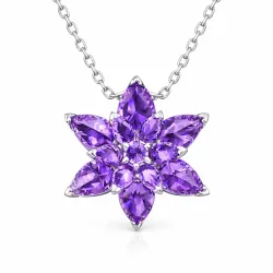 Gümüş Mor Lotus Çiçeği Bayan Kolye