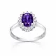 Gümüş Mor Taşlı Oval Kadın Yüzük