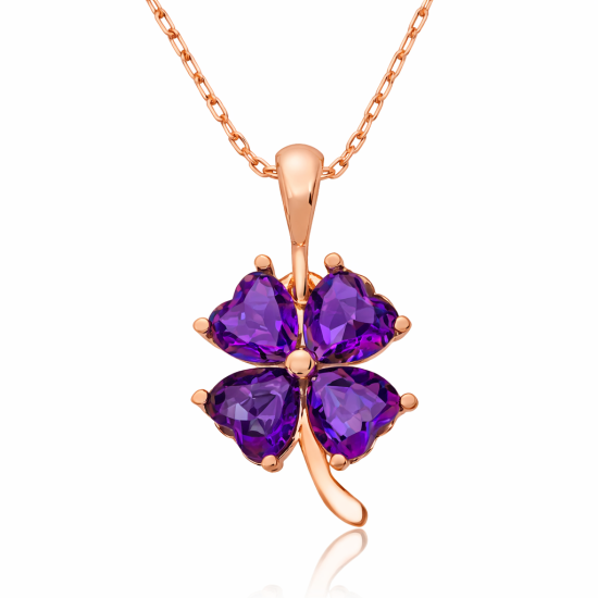 Gümüş Mor Yonca Kolye