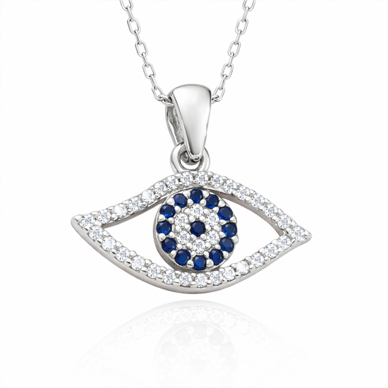 Gümüş Nazarlı Göz Kadın Kolye