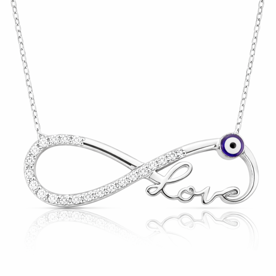 Gümüş Nazarlı Sonsuzluk Love Bayan Kolye
