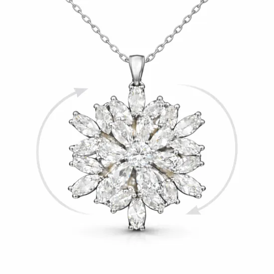 Gümüş Dönen Kar Tanesi Lotus Çiçeği Kolye