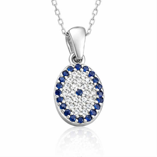 Gümüş Oval Nazar Kadın Kolye