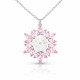 Gümüş Pembe Lotus Desenli Çiçek Kadın Kolye