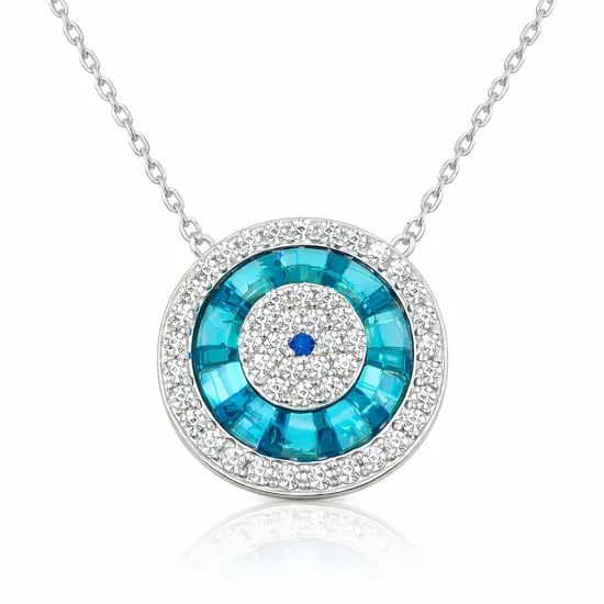 Gümüş Rodyum Camgöz Nazar Bayan Kolye