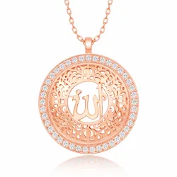 Gümüş Rose Allah Yazılı Kadın Kolye
