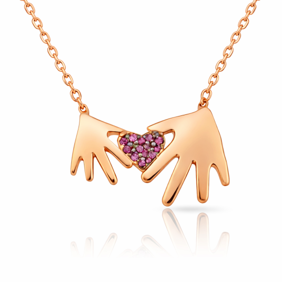 Gümüş Rose Anne Çocuk Eli Bayan Kolye