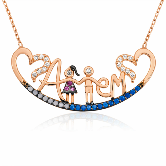 ​Gümüş Rose Anne Yazılı Plaka Bayan Kolye