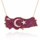 Gümüş Rose Ay Yıldız Türkiye Haritası Kadın Kolye
