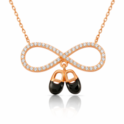 Gümüş Rose Bebek Patikli Sonsuzluk Bayan Kolye