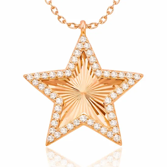 Gümüş Rose Fırfır Desenli Yıldız Kadın Kolye