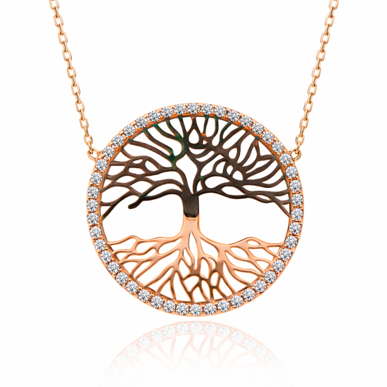 Gümüş Rose Hayat Ağacı Kadın Kolye