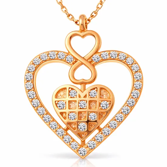 Gümüş Rose Kalp Sonsuzluk Kadın Kolye