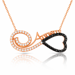 Gümüş Rose Kalpli Sonsuzluk Annem Kolye