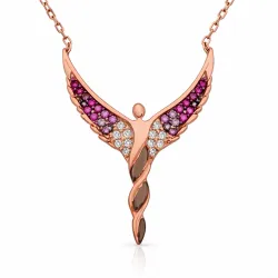 Gümüş Rose Kanatlı Melek Bayan Kolye