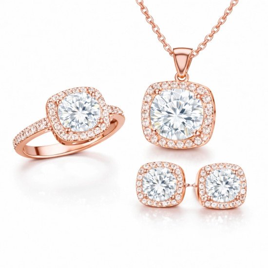 Gümüş Rose Kare Montür Kadın Set Gümüş Rose Kare Montür Kadın Set