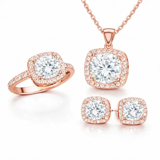 Gümüş Rose Kare Montür Kadın Set Gümüş Rose Kare Montür Kadın Set