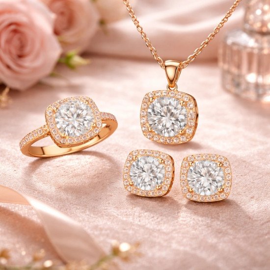 Gümüş Rose Kare Montür Kadın Set Gümüş Rose Kare Montür Kadın Set