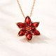 Gümüş Rose Kırmızı Lotus Çiçeği Kolye