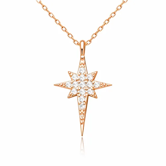 Gümüş Rose Kutup Yıldızı Kadın Kolye