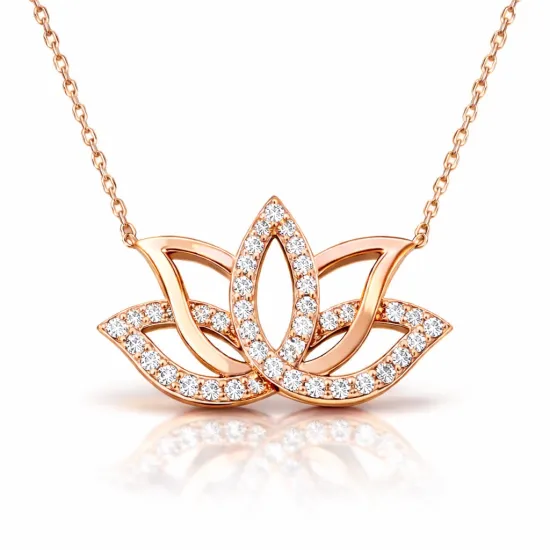 Gümüş Rose Lotus Çiçeği Kolye