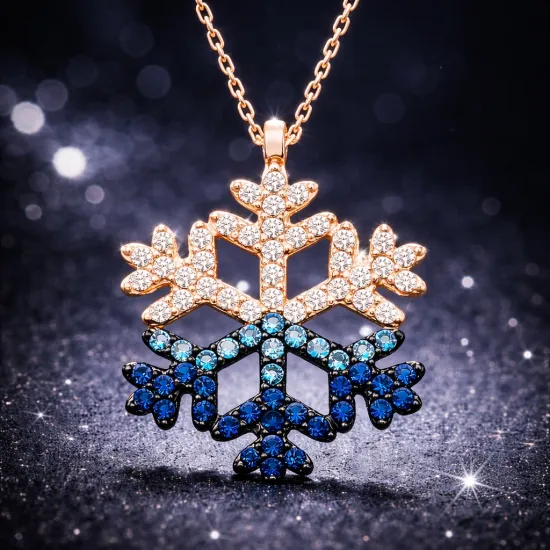 Gümüş Rose Mavi Taşlı Kar Tanesi Kolye Gümüş Rose Mavi Taşlı Kar Tanesi Kolye