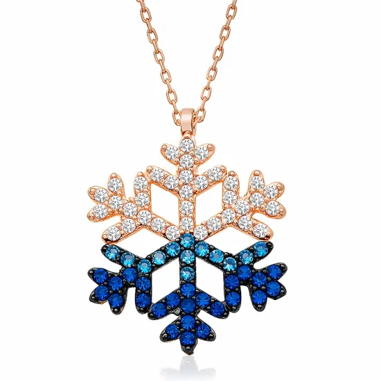 Gümüş Rose Mavi Taşlı Kar Tanesi Kolye Gümüş Rose Mavi Taşlı Kar Tanesi Kolye