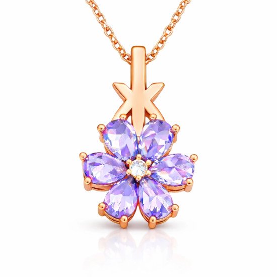 Gümüş Rose Mor Sevgi Çiçeği Kadın Kolye Gümüş Rose Mor Sevgi Çiçeği Kadın Kolye