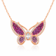 Gümüş Rose Pembe Kelebek Bayan Kolye
