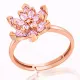 Gümüş Rose Pembe Taşlı Lotus Çiçeği Kadın Yüzük