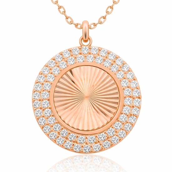 Gümüş Rose Oval Fırfır Bayan Kolye