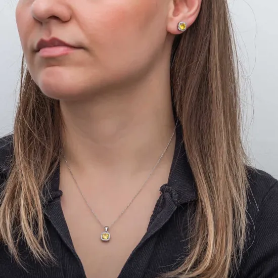 Gümüş Sarı Baget Taşlı Kadın Set Gümüş Sarı Baget Taşlı Kadın Set