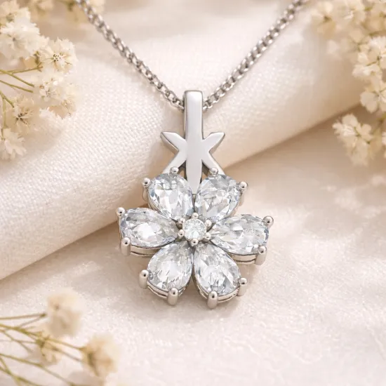 Gümüş Beyaz Sevgi Çiçeği Kadın Kolye