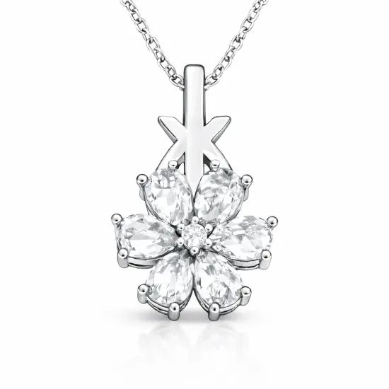 Gümüş Beyaz Sevgi Çiçeği Kadın Kolye