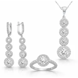 Gümüş Sıralı Dört Taş Bayan Set