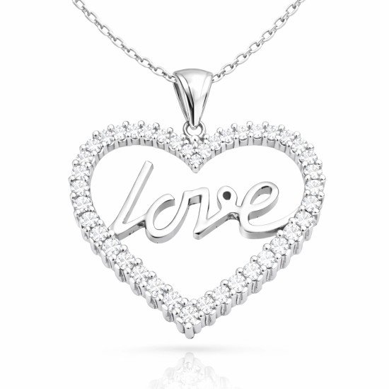 Gümüş Taşlı Love Bayan Kolye Gümüş Taşlı Love Bayan Kolye
