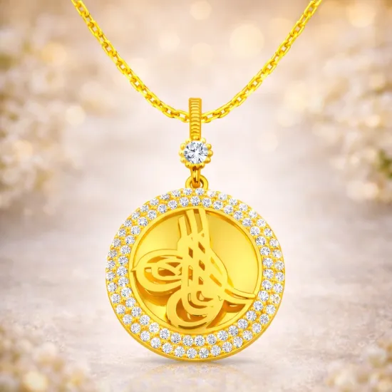 Gümüş Tuğralı Bayan Kolye