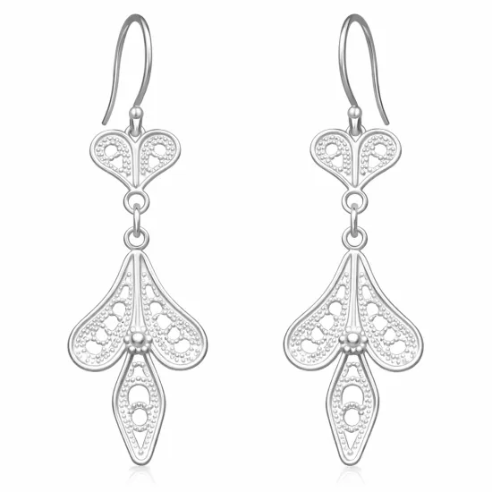 Gümüş Üç Yaprak Telkari Kadın Küpe