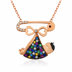 Gümüş Yeni Doğmuş Bebek Kolye