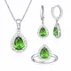 Gümüş Yeşil Zirkon Taşlı Damla Kadın Set
