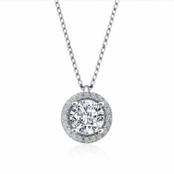 ​Gümüş Yuvarlak Montür Tek Taş Kolye