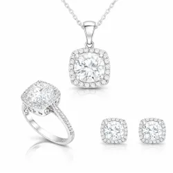 Gümüş Kare Montür Bayan Set